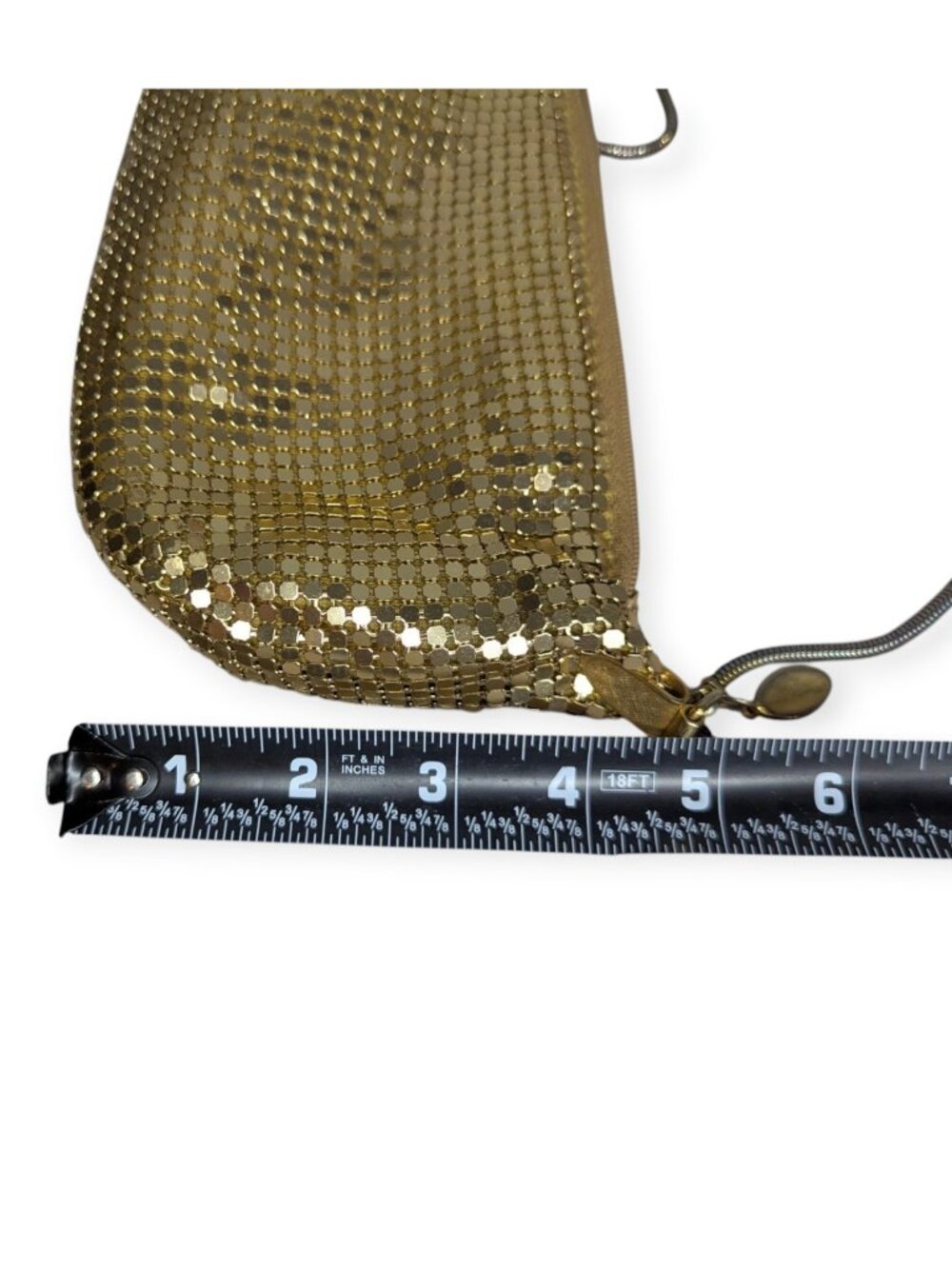 Joan Bari Gold Metallic Mesh Crossbody Evening Bag w/Zipper Closure - Picture 10 of 13